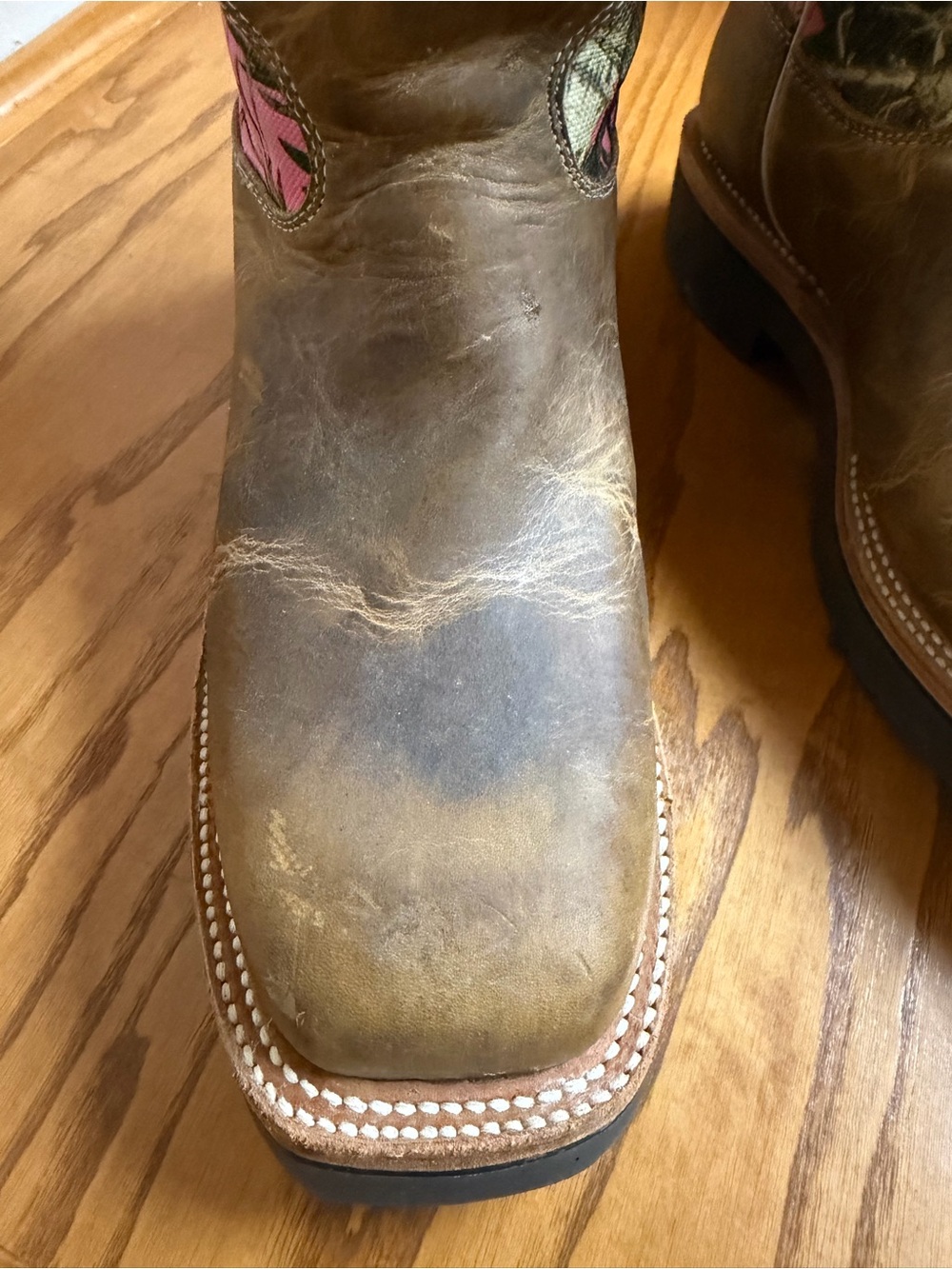 Justin True Timber Tall Western Cowgirl Boots with Pink Camo Shaft Size 11B - Picture 9 of 14